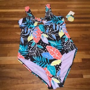 Breaking Waves Big Girls Vintage Pop Tropical-Print Swimsuit